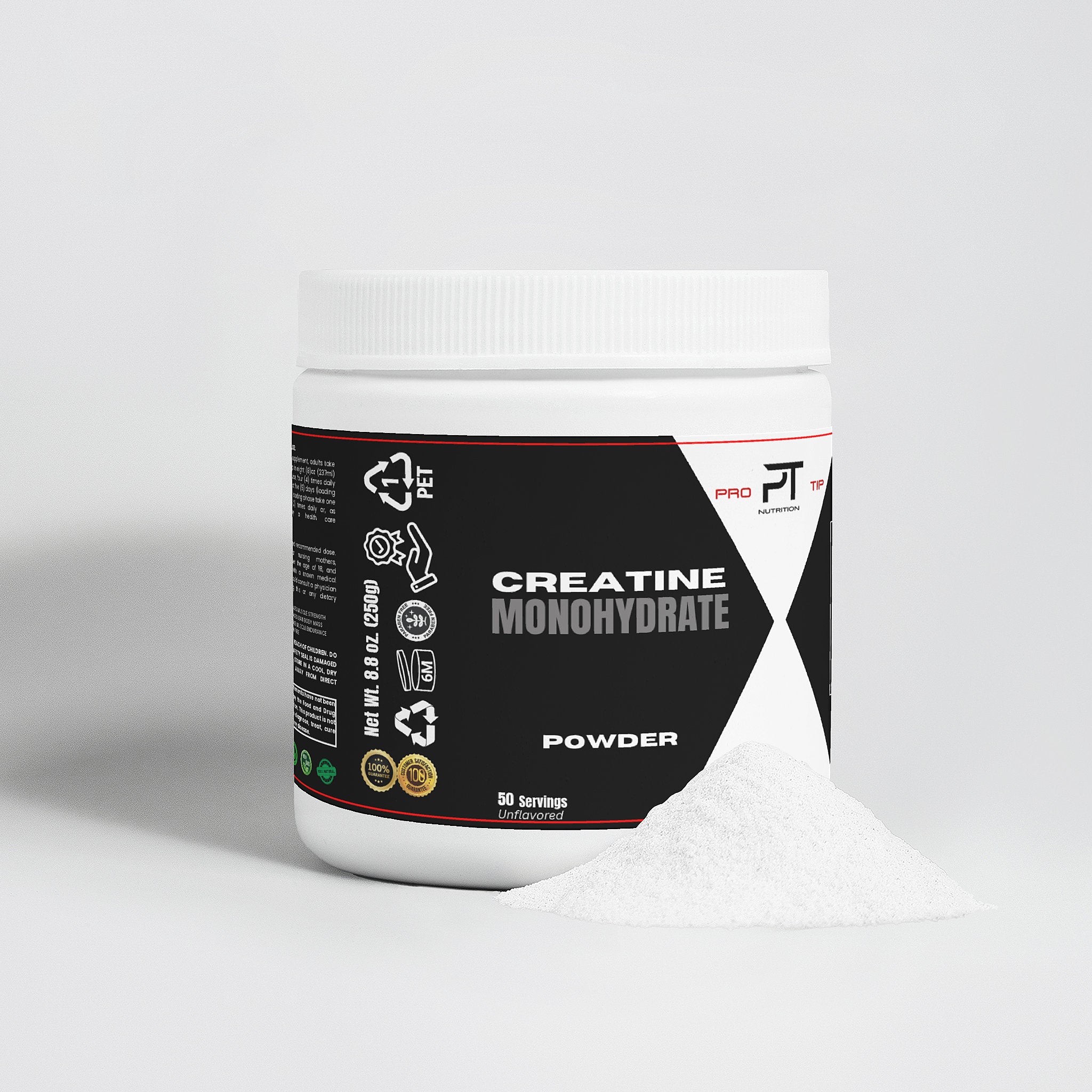 Pro Tip Creatine Monohydrate | 100% Pure Drink Mix | Unflavored | 50 Servings - Pro Tip Nutritional Supplements