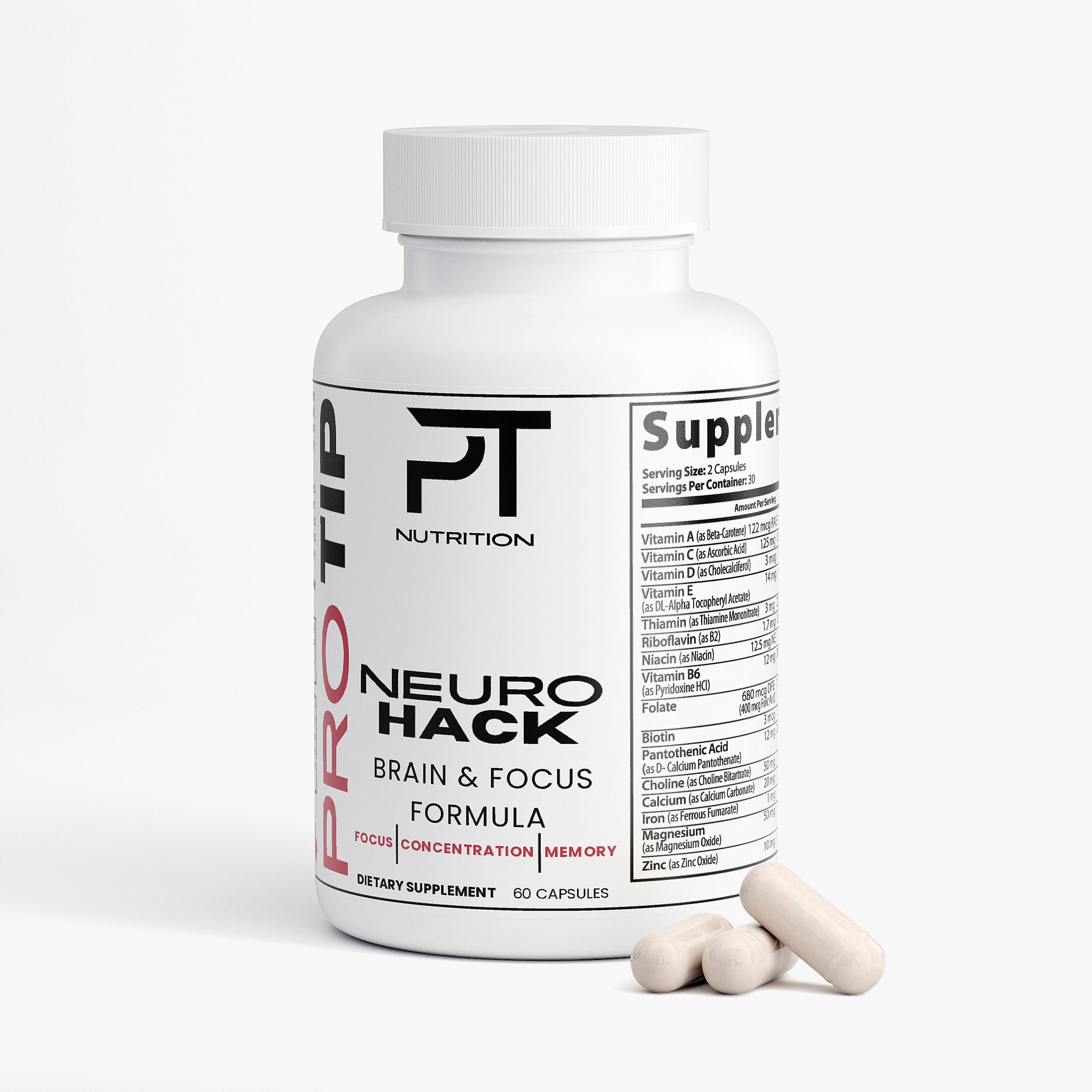 Pro Tip NeuroHack | Brain & Focus Formula | 60 Capsules - Pro Tip Nutritional Supplements