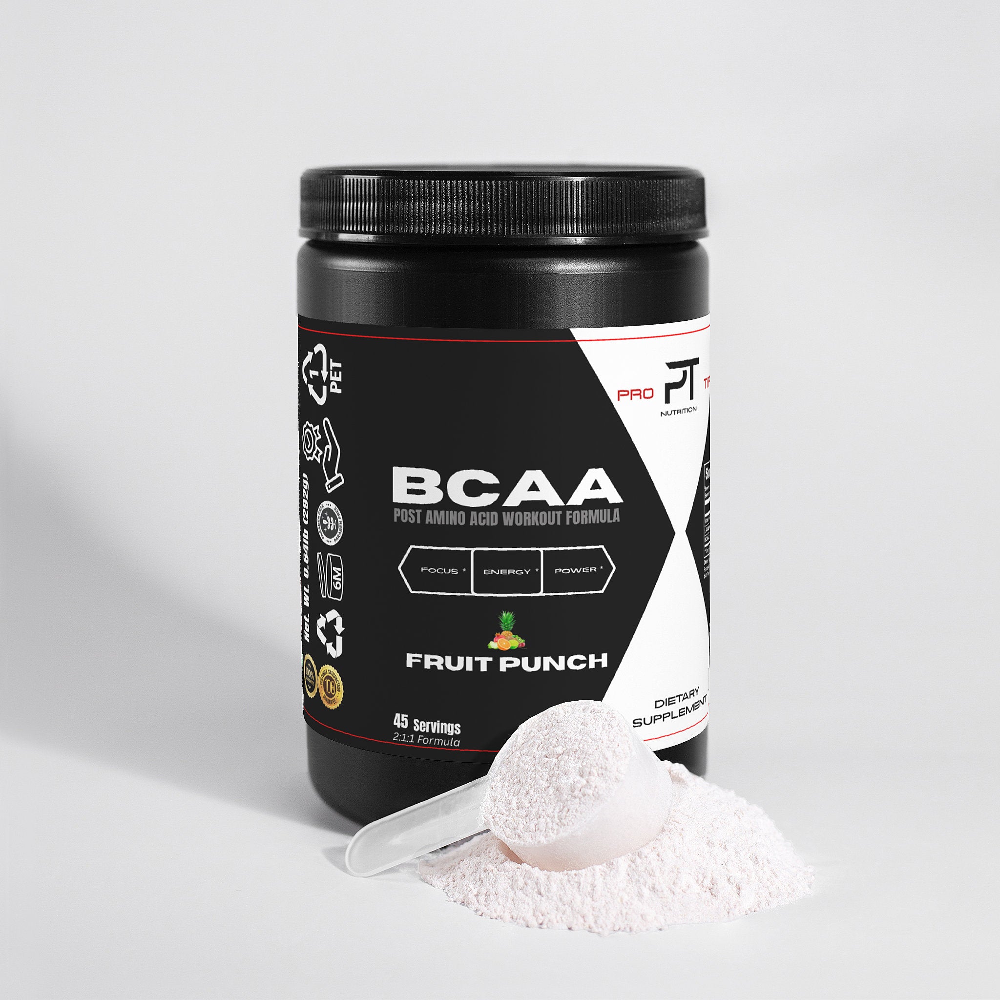 Pro Tip BCAA Powder | Essential Amino Acids | Fruit Punch Flavor | 45 Servings