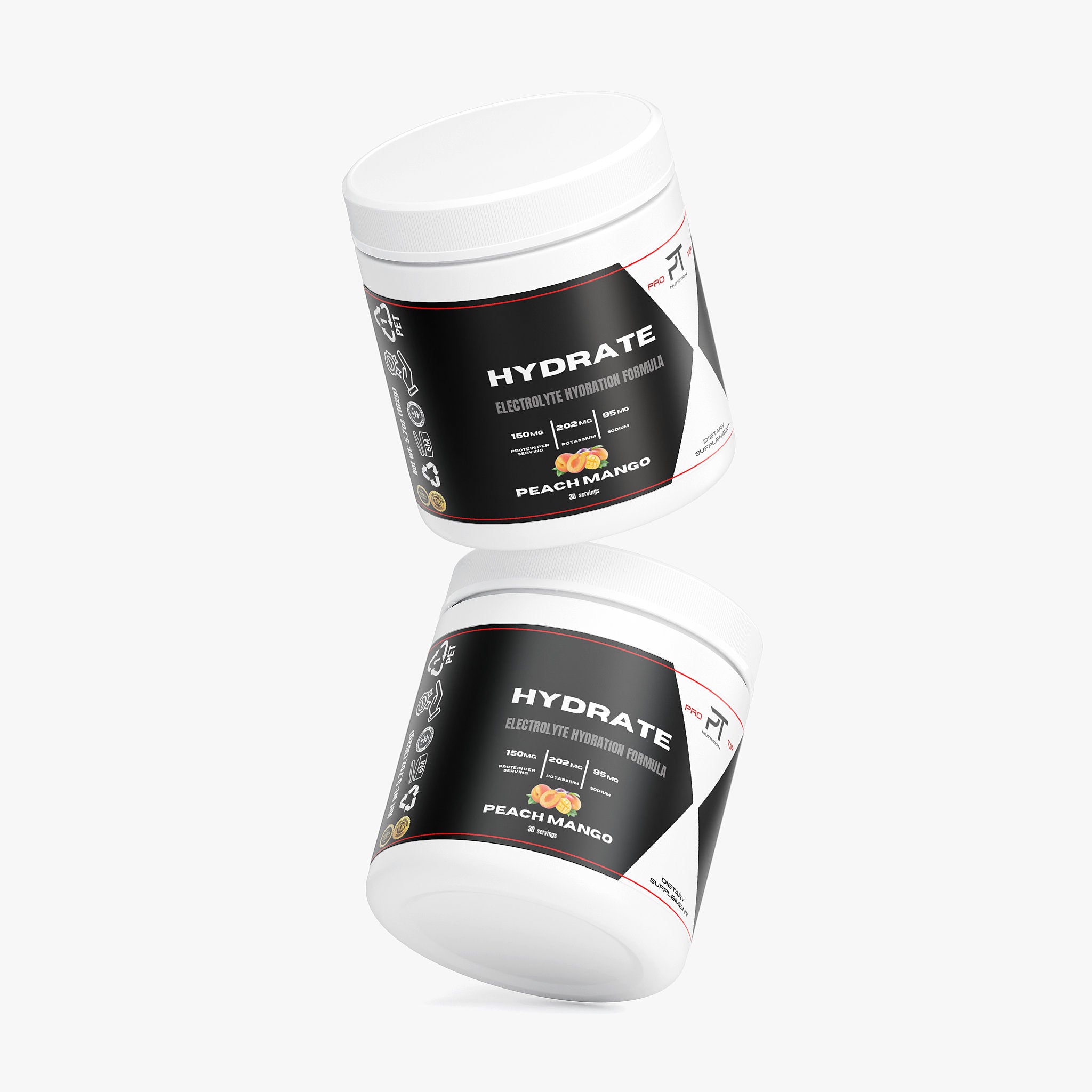 Pro Tip Hydrate | Electrolyte Hydration Formula Drink Mix | Peach Mango Flavor | 30 Servings