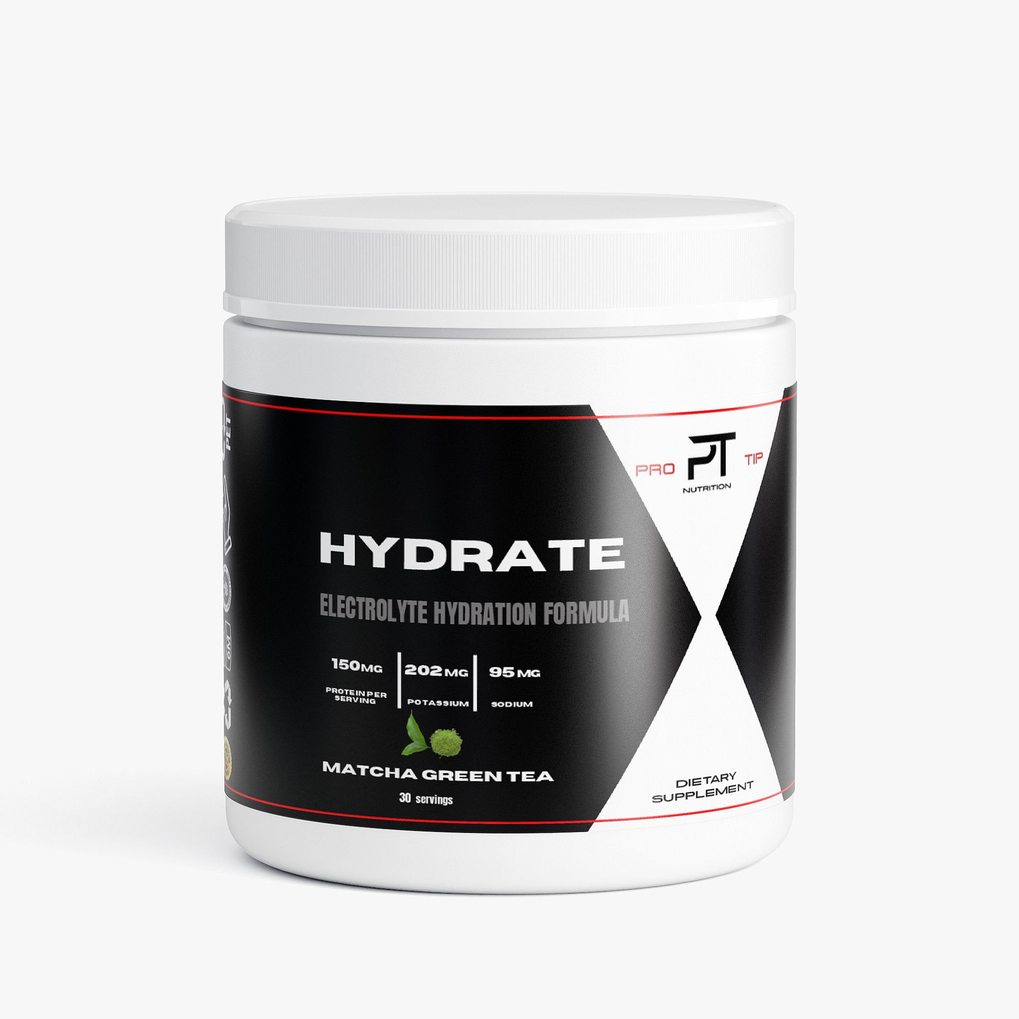 Pro Tip Hydrate | Electrolyte Hydration Formula Drink Mix | Matcha Green Tea Flavor | 30 Servings