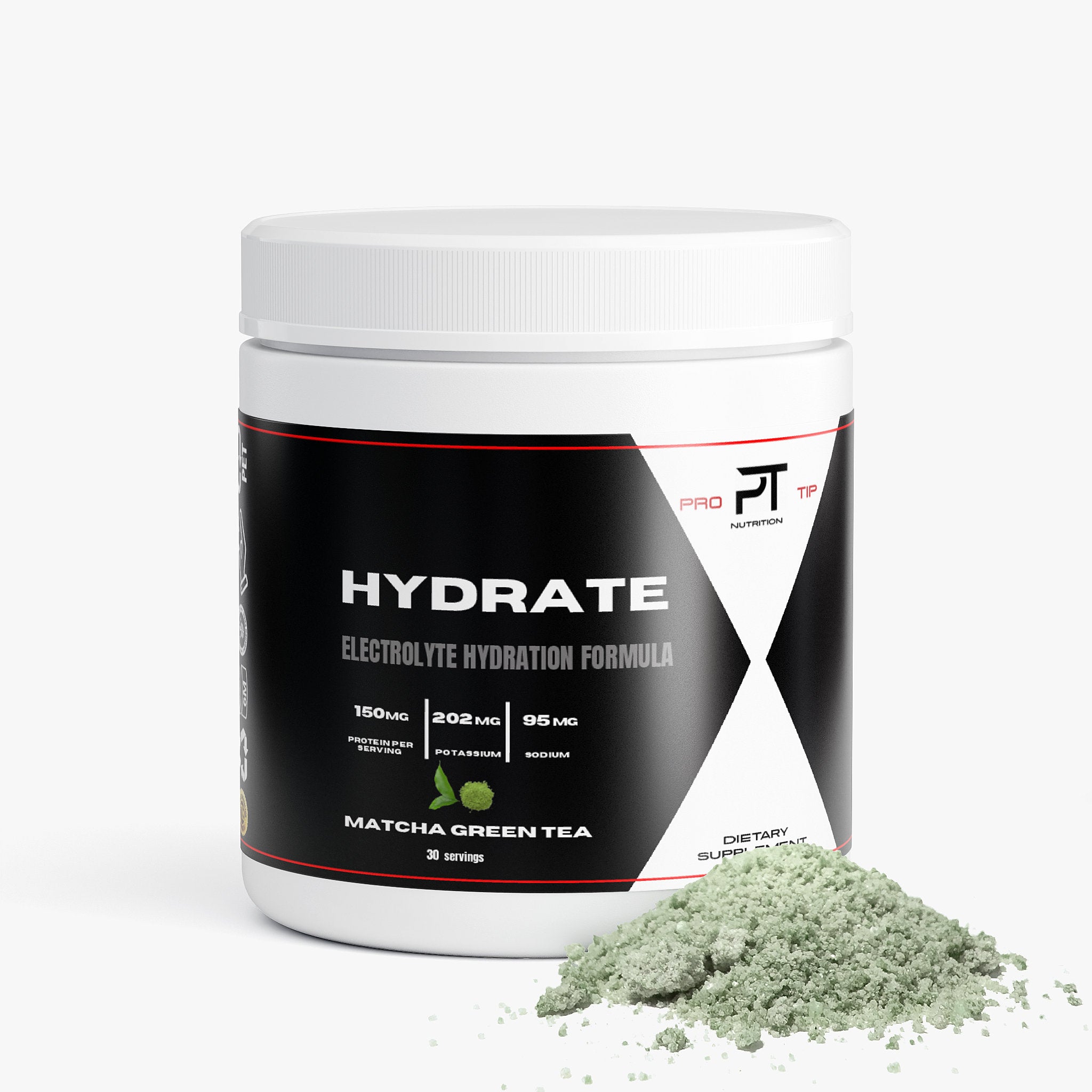 Pro Tip Hydrate | Electrolyte Hydration Formula Drink Mix | Matcha Green Tea Flavor | 30 Servings