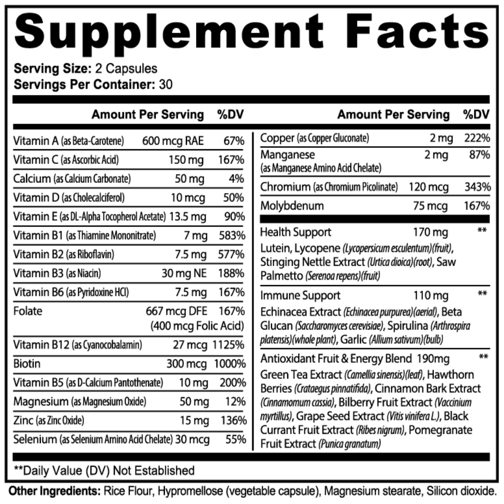 Pro Tip AllInOne+ | Complete Multivitamin | 60 Capsules - Pro Tip Nutritional Supplements