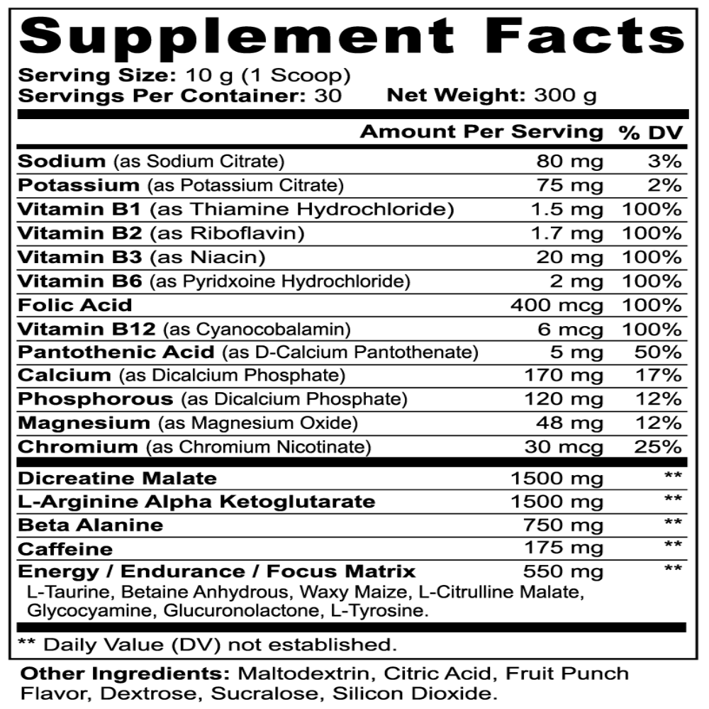Pro Tip Nitric Oxide | Pre-Workout Powder | Fruit Punch | 30 Servings - Pro Tip Nutritional Supplements